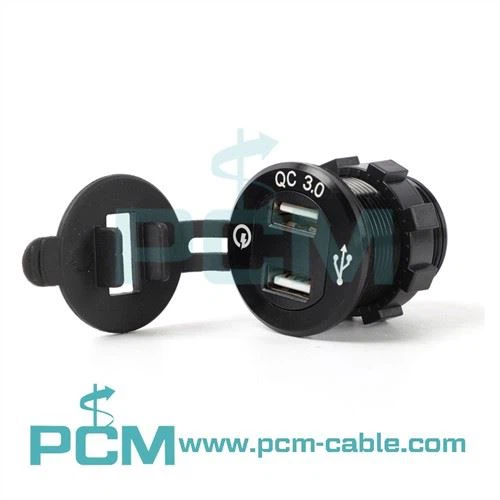 Dual Quick Charge 3.0 Tsheb Charger Socket Nrog LED Voltmeter