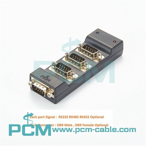 USB rau 4 ports RS-232 Box nrog Cable