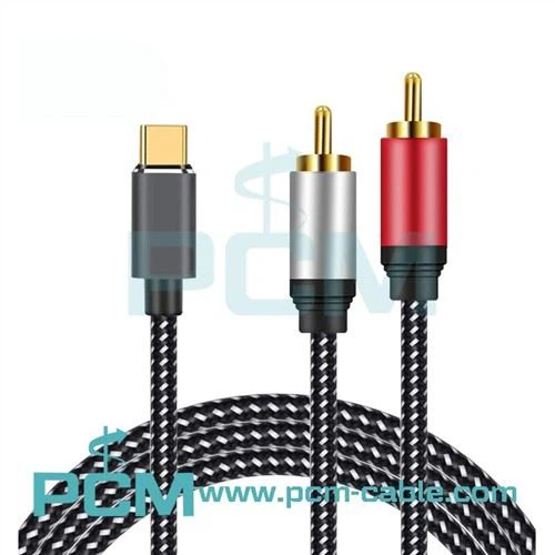 USB Hom C rau 2 RCA Suab Cable
