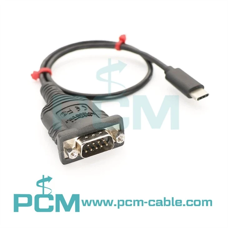 USB C rau RS232 Serial DB9 Adapter Cable nrog Hex Ceev thiab PL2303 Chip