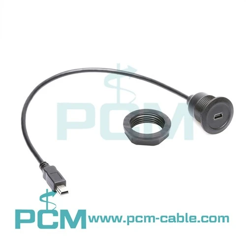 Mini USB Round Vaj Huam Sib Luag Mount Extension Cable
