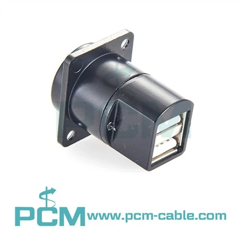 Stacked USB Receptacle Connector Vaj Huam Sib Luag Mount