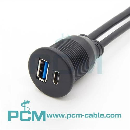 USB Tsheb Mount Flush Cable Dual Port Txiv neej rau poj niam