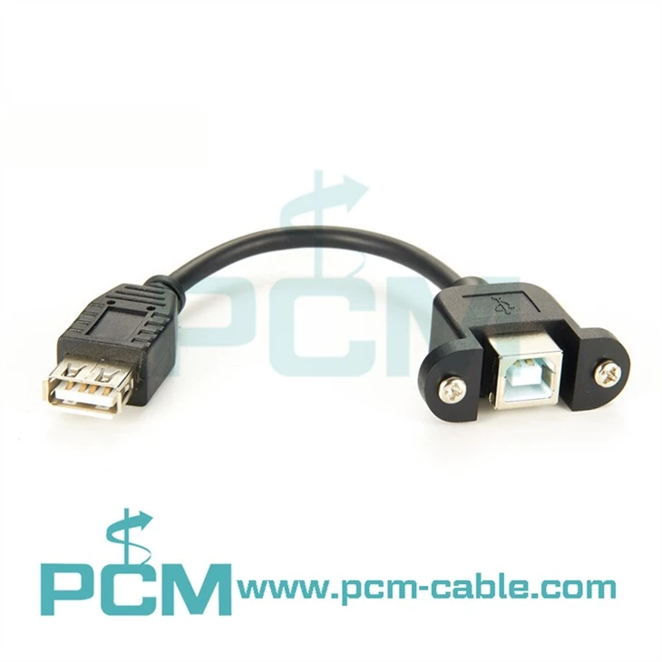 USB 2.0 Hom-B Poj Niam Vaj Huam Sib Luag-mount rau USB 2.0 Hom-A Cable