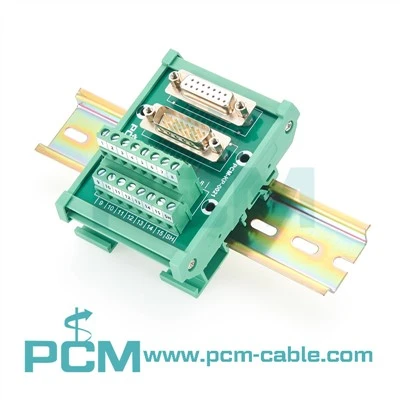 DB15 Txiv neej Poj Niam Breakout Board Terminal Thaiv Rau DIN Rail Mounting