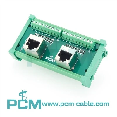 DIN Rail 2-Txoj Kev RJ45 Rau Terminal Block Breakout Board