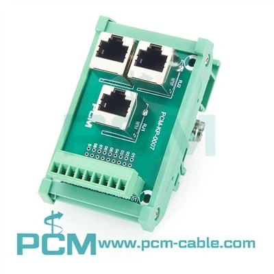 DIN Rail 3-Txoj Kev RJ45 Rau Terminal Block Breakout Board