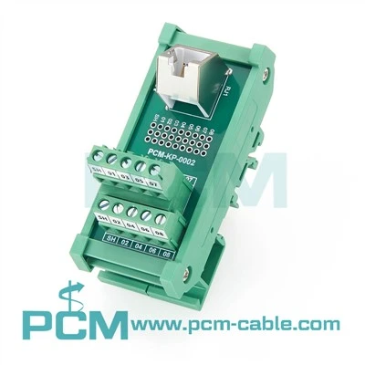 DIN Rail RJ45 Rau Terminal Block Adapter - 45 Degree