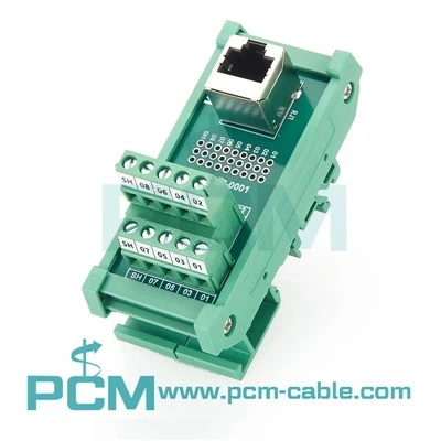 DIN Rail RJ45 Rau Terminal Thaiv Adapter - Ntsug Jack