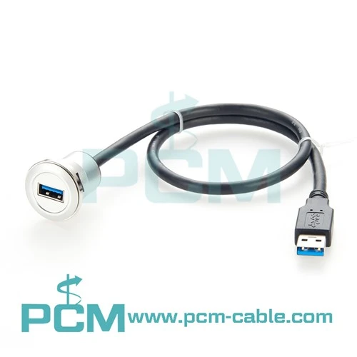 Round Vaj Huam Sib Luag Mount USB 3.0 Cable Rau txee Enclosure