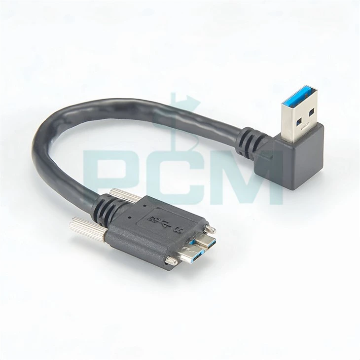 90 Degree Txoj Cai Angled USB3.0 rau Micro USB Ntsia Hlau Mount Cov Ntaub Ntawv Cable rau Lub Koob Yees Duab